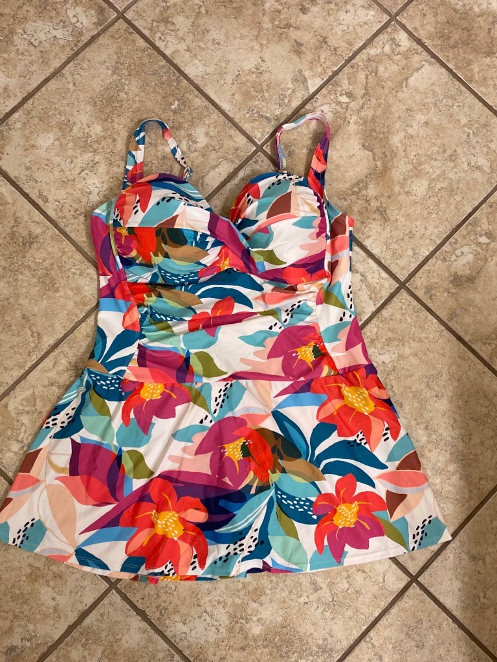 New floral print skirted swimsuit by Liz Claiborne size 20W